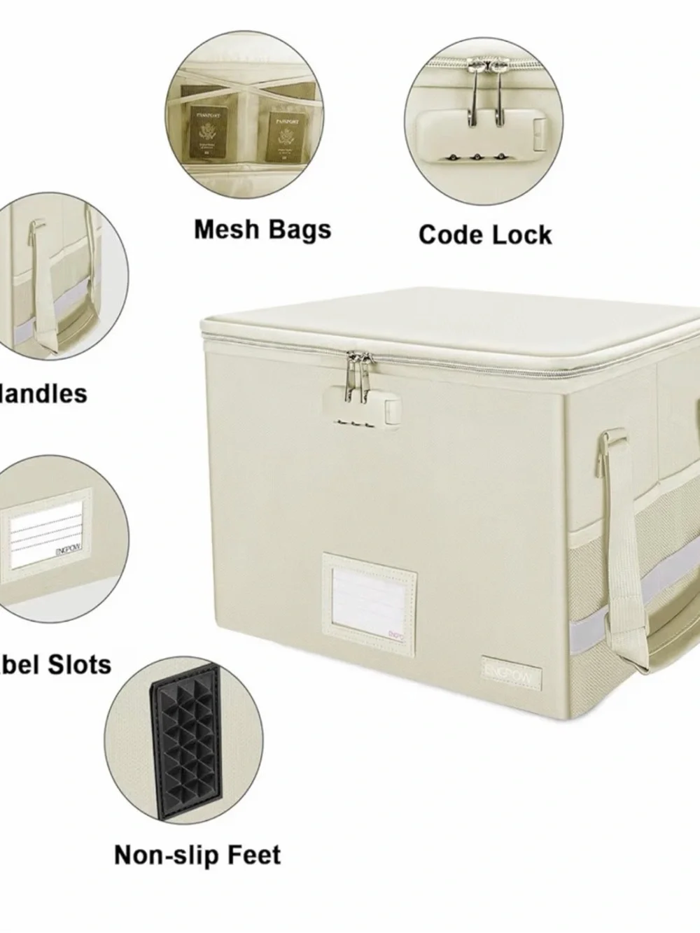 File Box Locking Fireproof Document Box Water Resistant Collapsible Portable